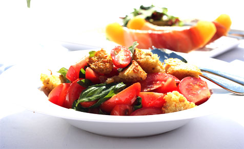 Tomato, basil and bread salad